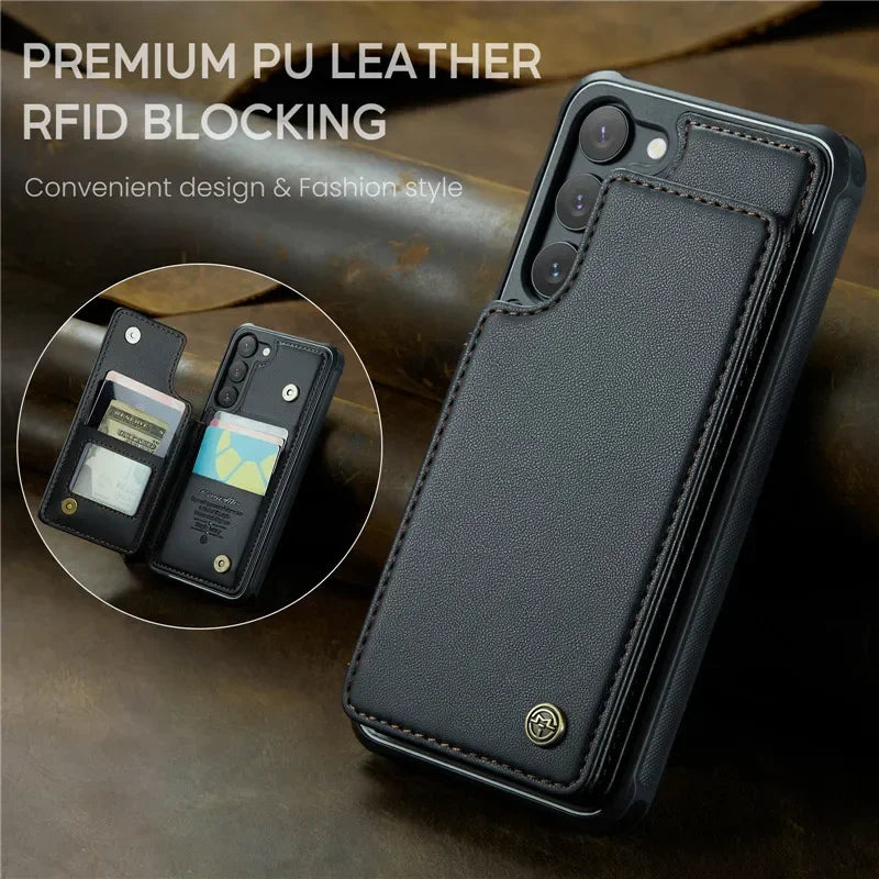 Leather Magnetic Wallet Phone Case with Pocket for Samsung