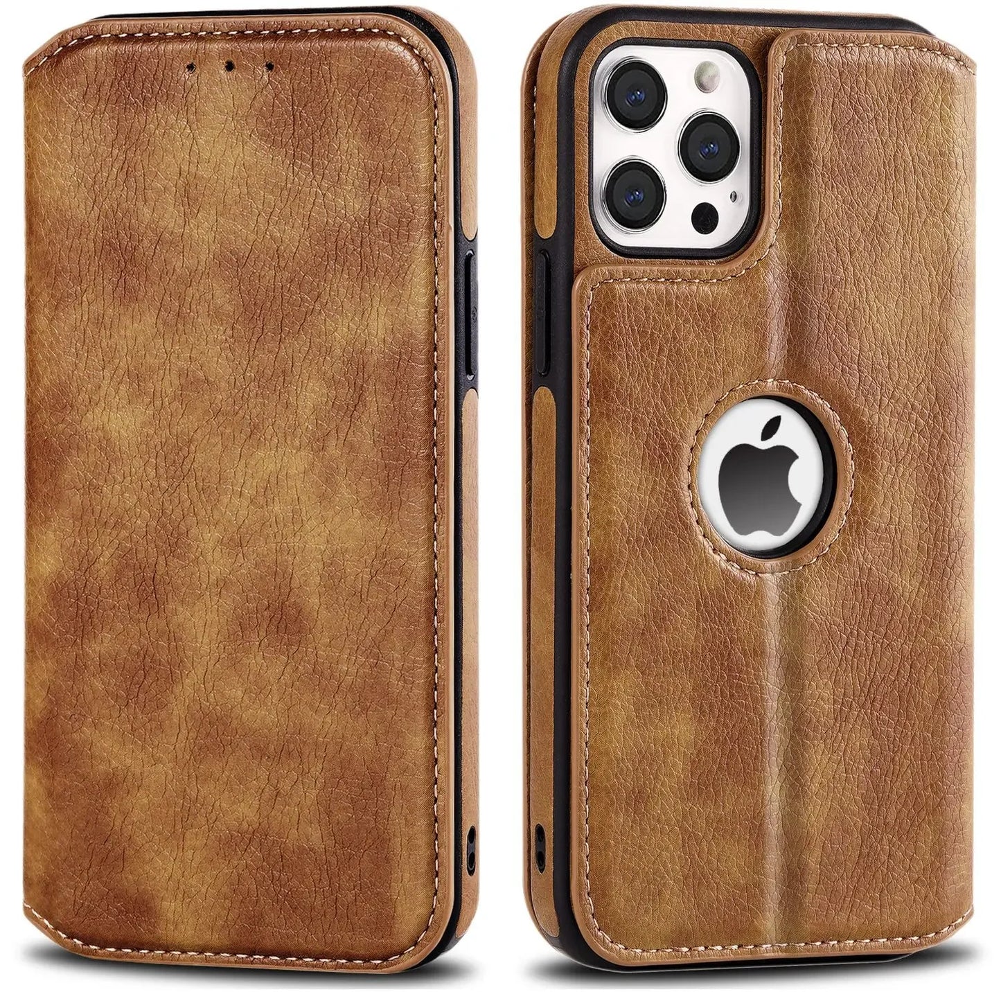 Magnetic Leather Wallet Case with RFID Blocking for iPhone