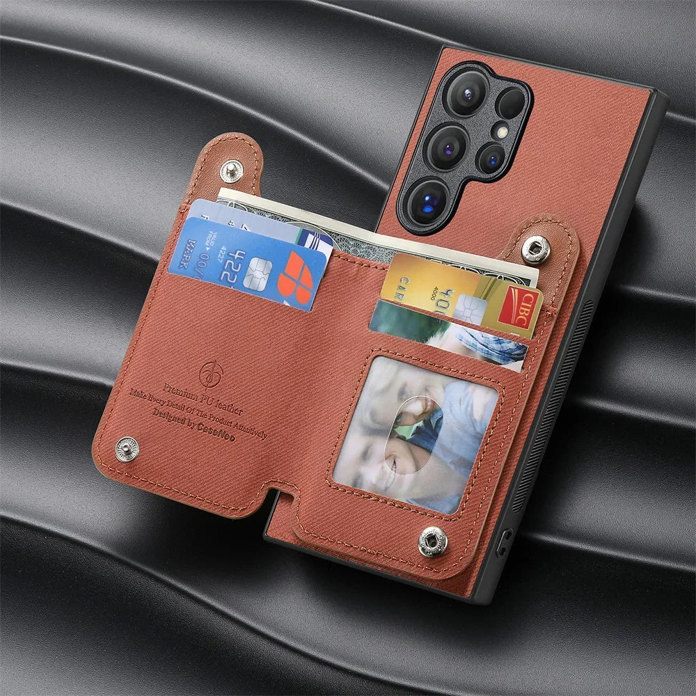 RFID-Blocking Magnetic Wallet Phone Case for Samsung