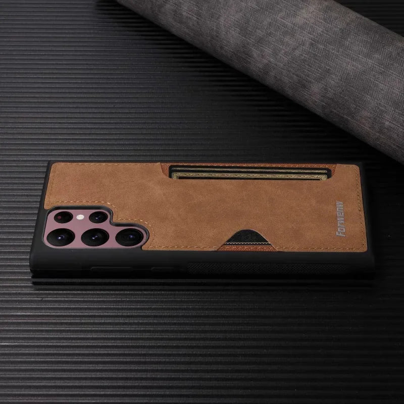 Retro Leather Card Slot Case for Samsung Galaxy Phones