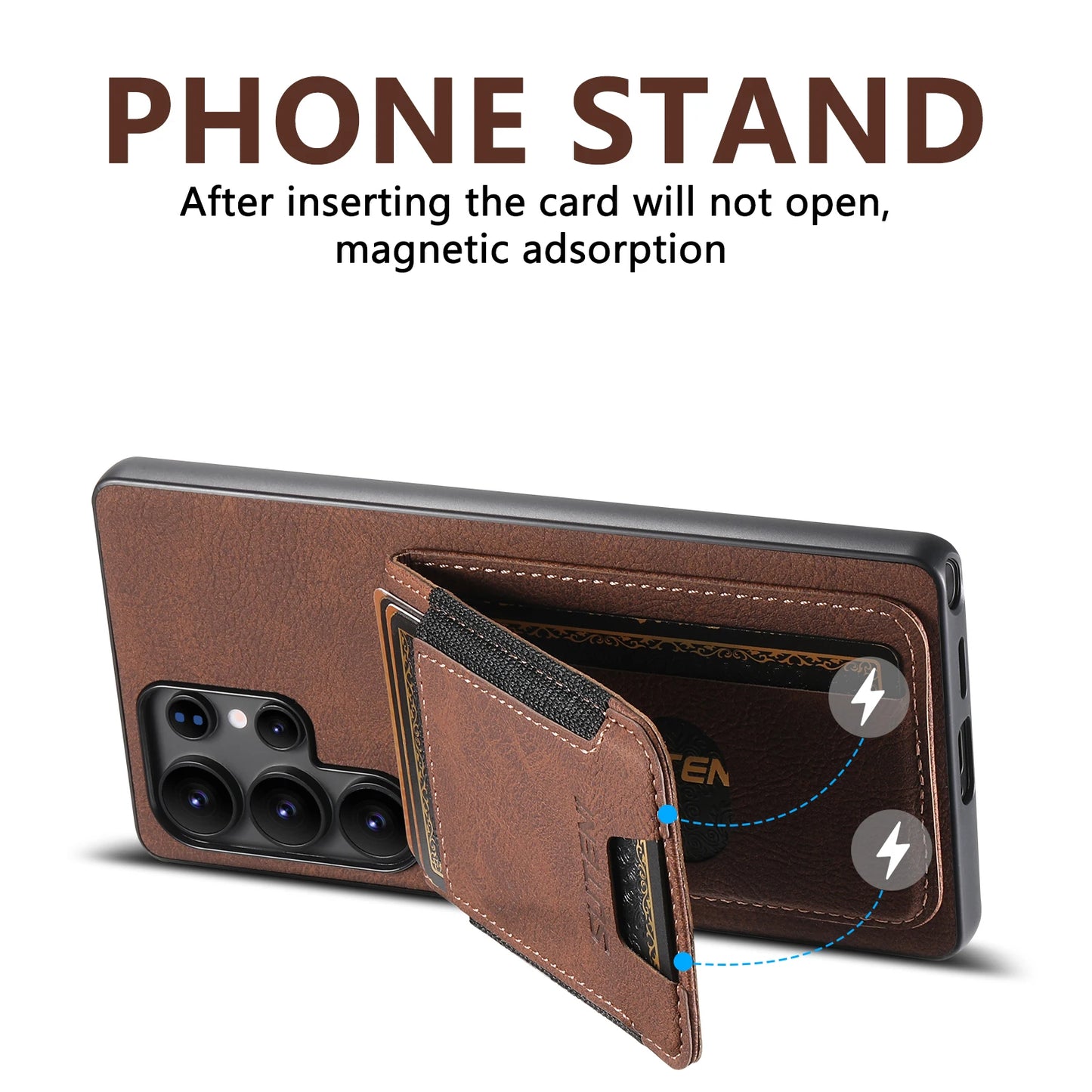 Luxury PU Leather Card Holder Stand Case for Samsung