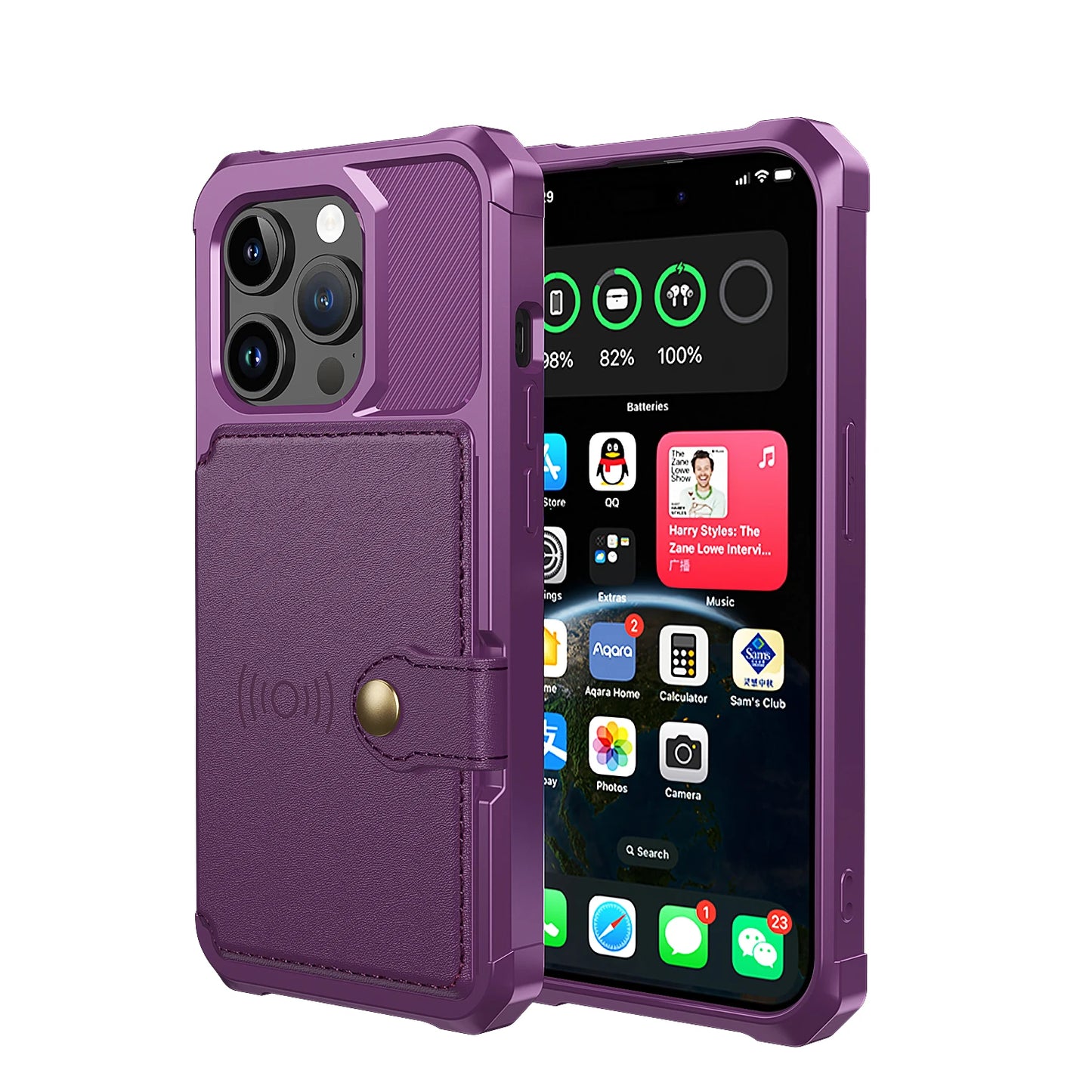 Magnetic Leather Wallet Case with Card Slot for iPhone