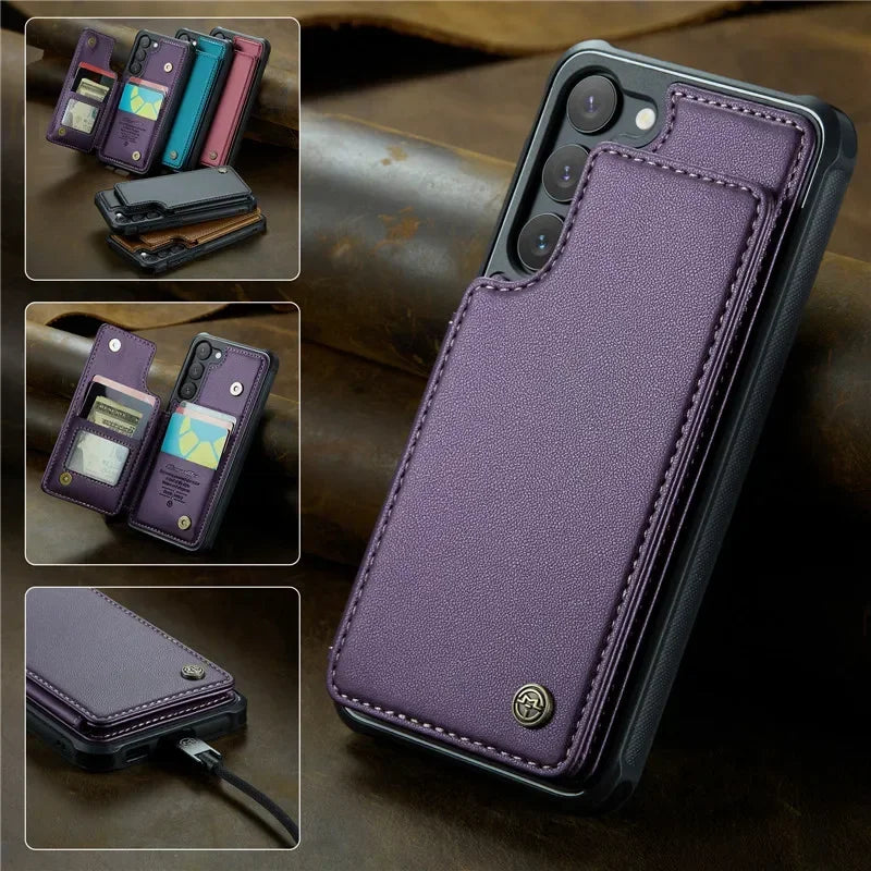 Leather Magnetic Wallet Phone Case with Pocket for Samsung