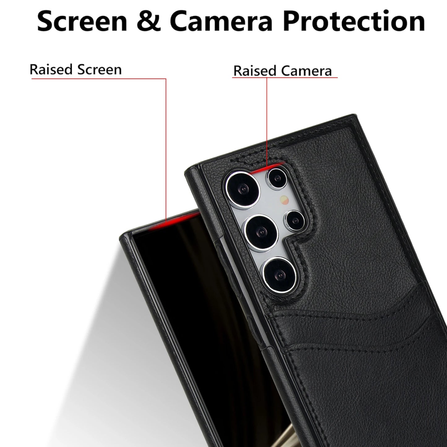 Leather Wallet Phone Case with Card Holder for Samsung