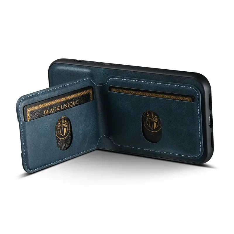 Luxury Magnetic Leather Wallet Case with Card Holder for iPhone