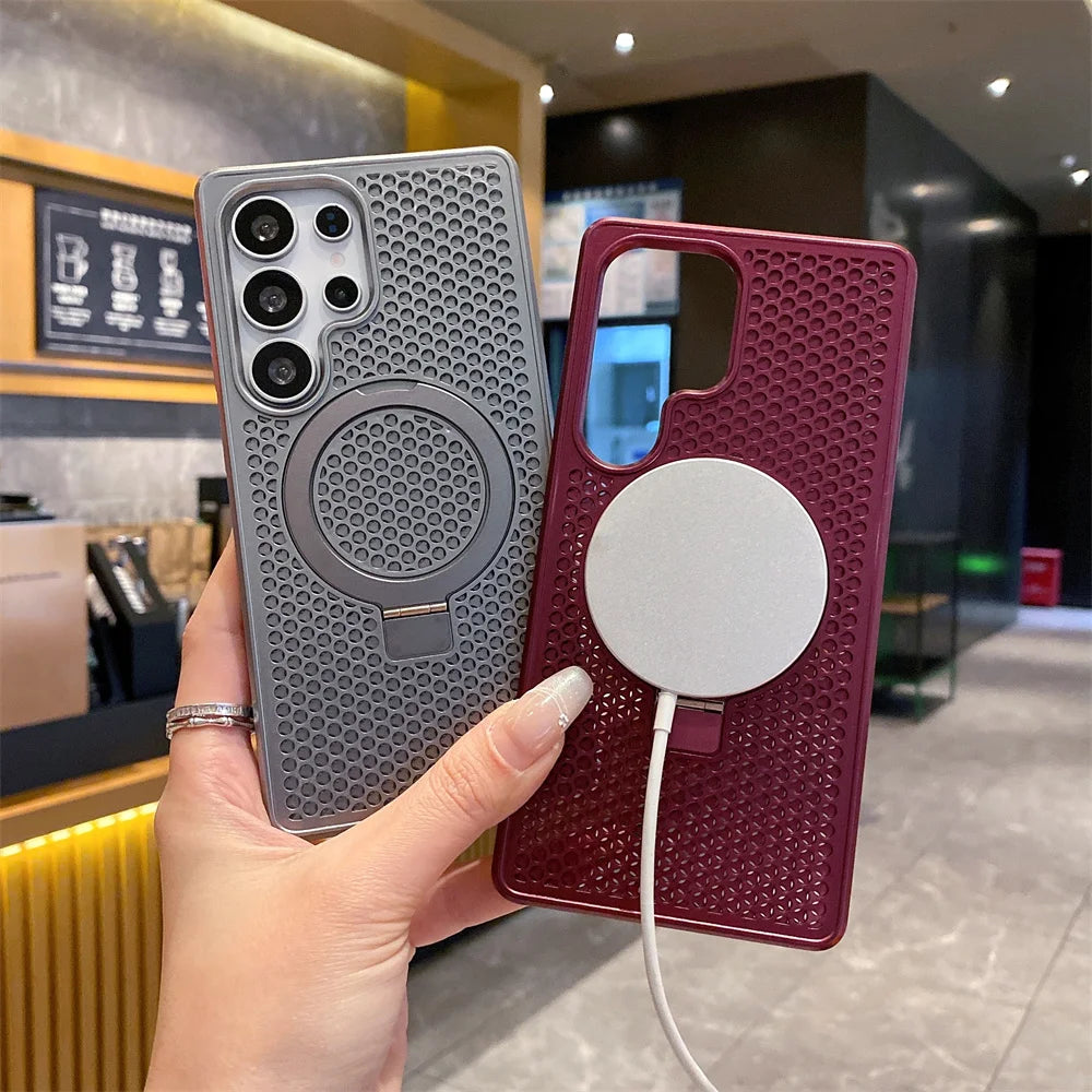 Magnetic Metal Fold Stand Cooling Case for Samsung Galaxy - CaseifyTrend
