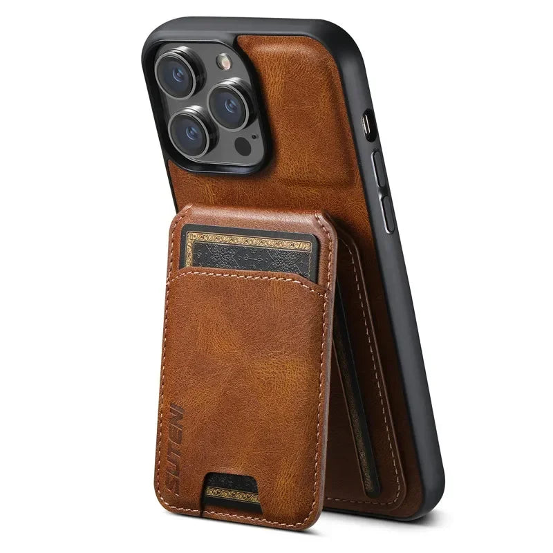 Luxury Magnetic Leather Wallet Case with Card Holder for iPhone