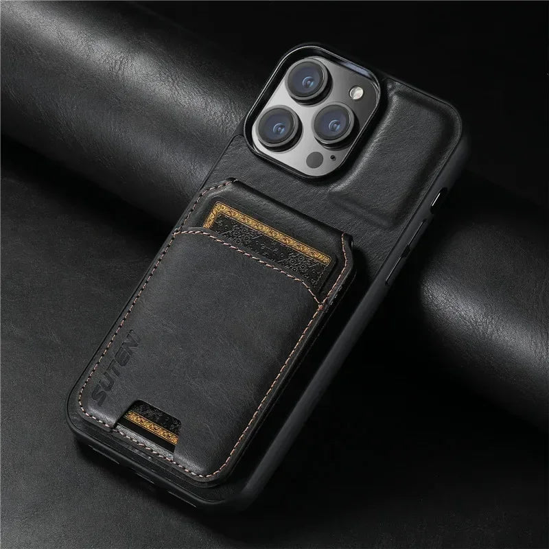 Luxury Magnetic Leather Wallet Case with Card Holder for iPhone