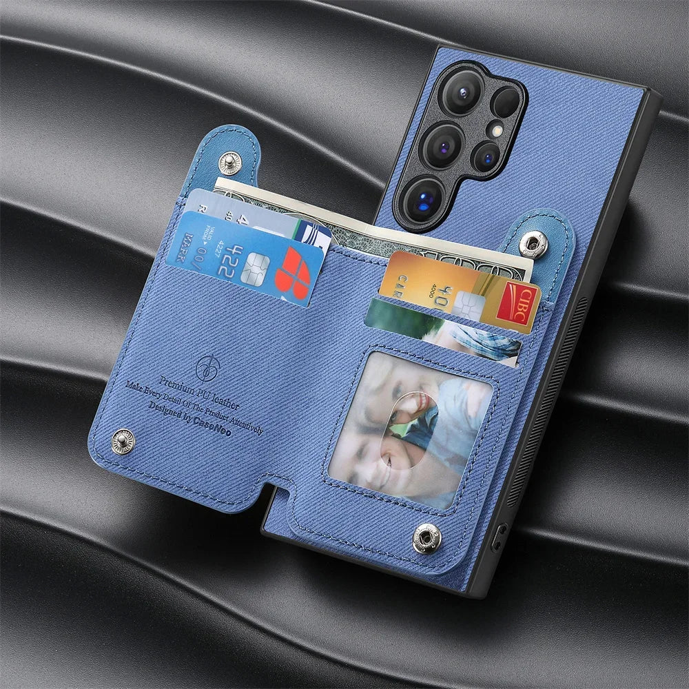 RFID-Blocking Magnetic Wallet Phone Case for Samsung