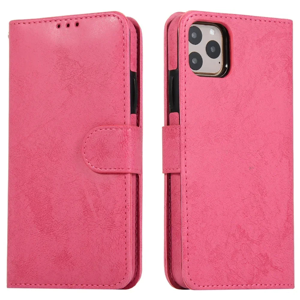 Luxury Leather Flip Wallet Card Case for iPhone