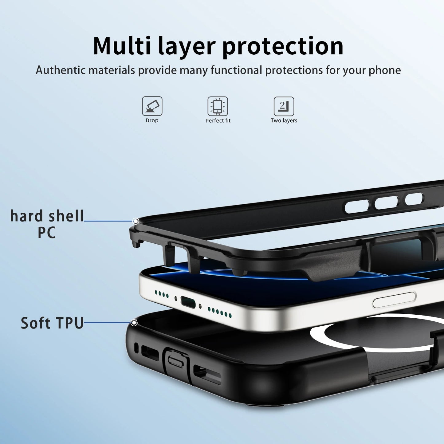 MagSafe Shockproof Leather Case for iPhone with Camera Guard