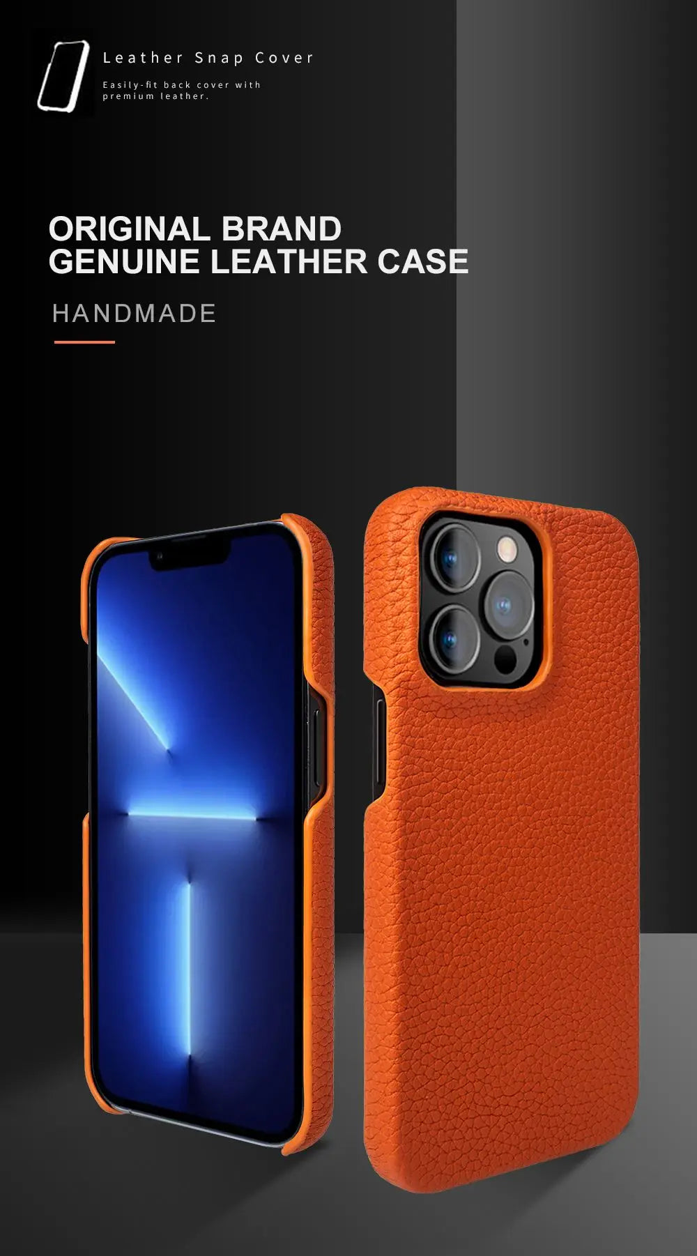 Luxury Genuine Leather Shockproof Case for iPhone