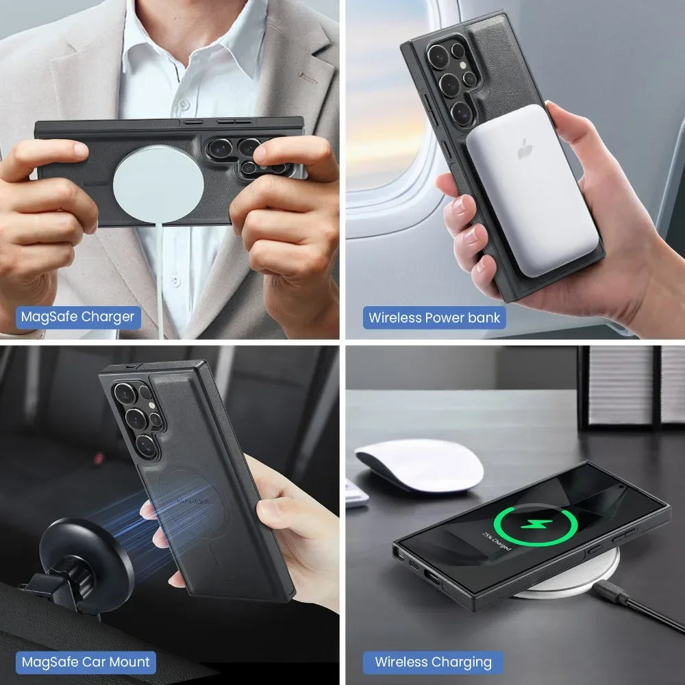 Detachable Magnetic Leather Wallet Case with Card Holder for Samsung