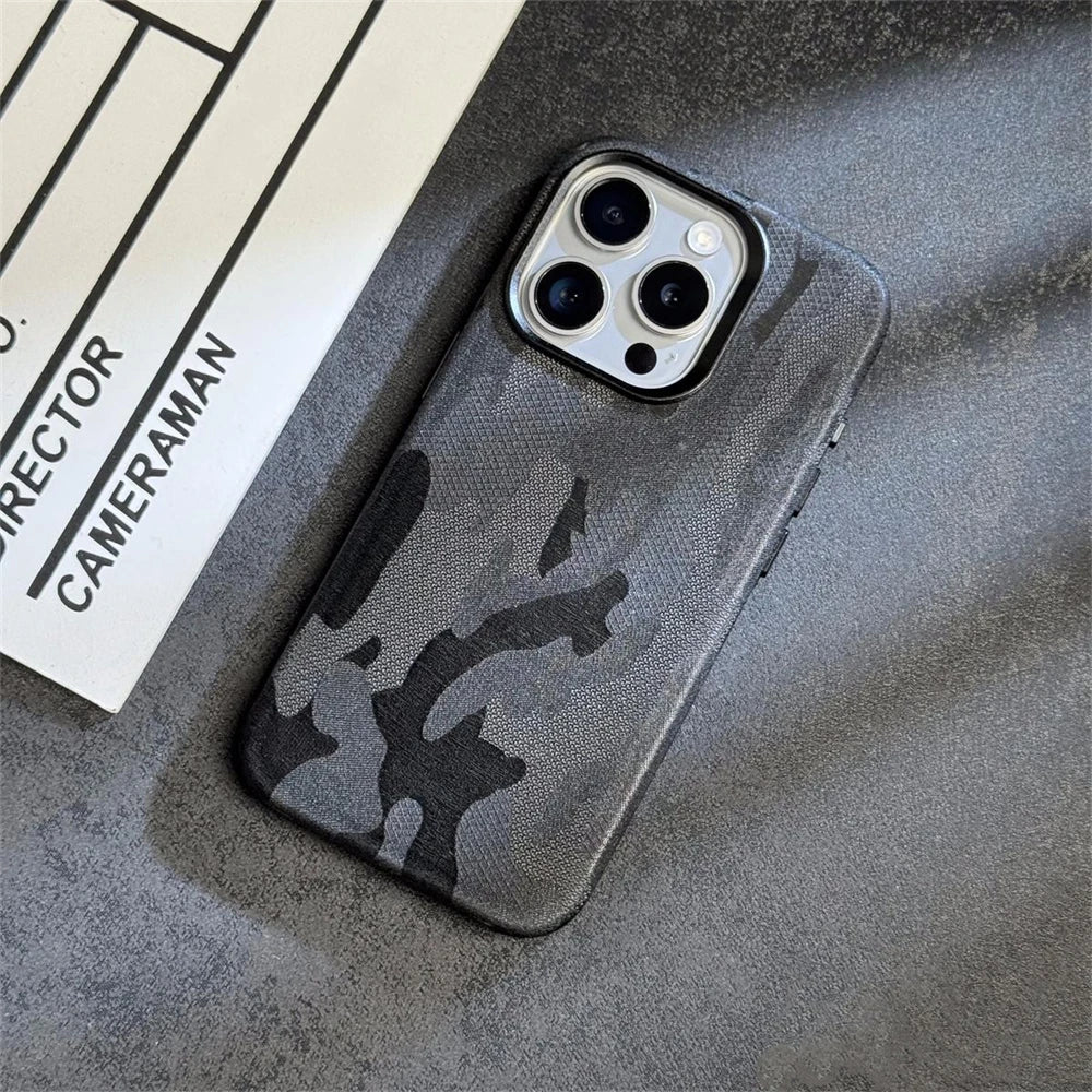 Luxury Camouflage Leather Shockproof Case for iPhone