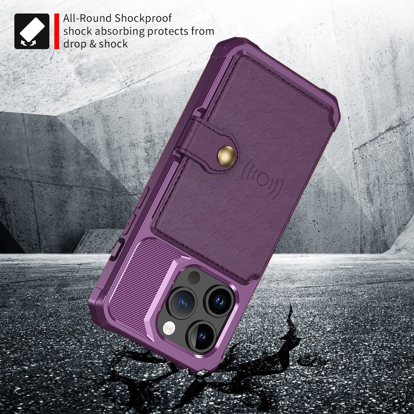 Magnetic Leather Wallet Case with Card Slot for iPhone