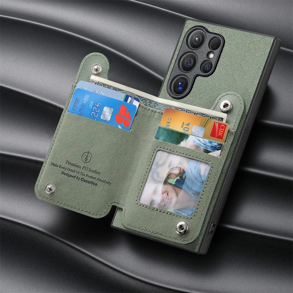 RFID-Blocking Magnetic Wallet Phone Case for Samsung
