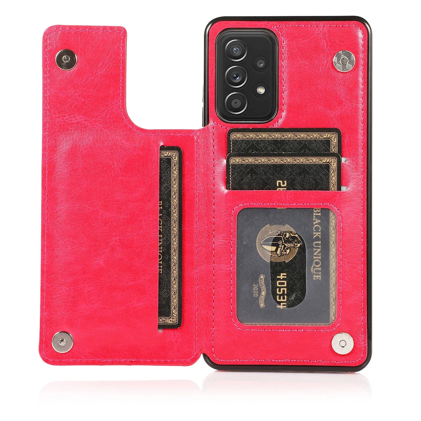 Flip Leather Wallet Case with Card Holder for Samsung