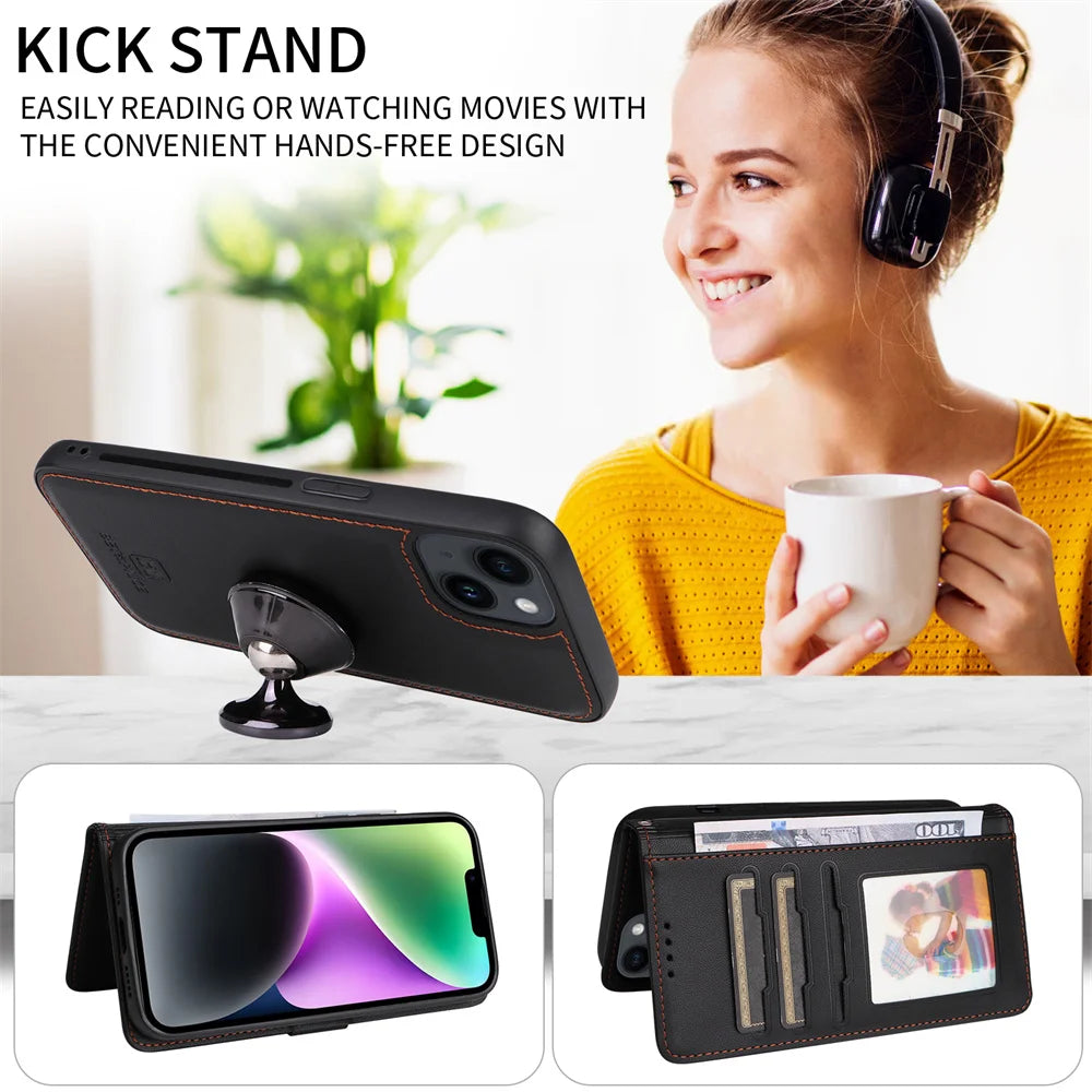Detachable Magnetic Flip Leather Case for iPhone