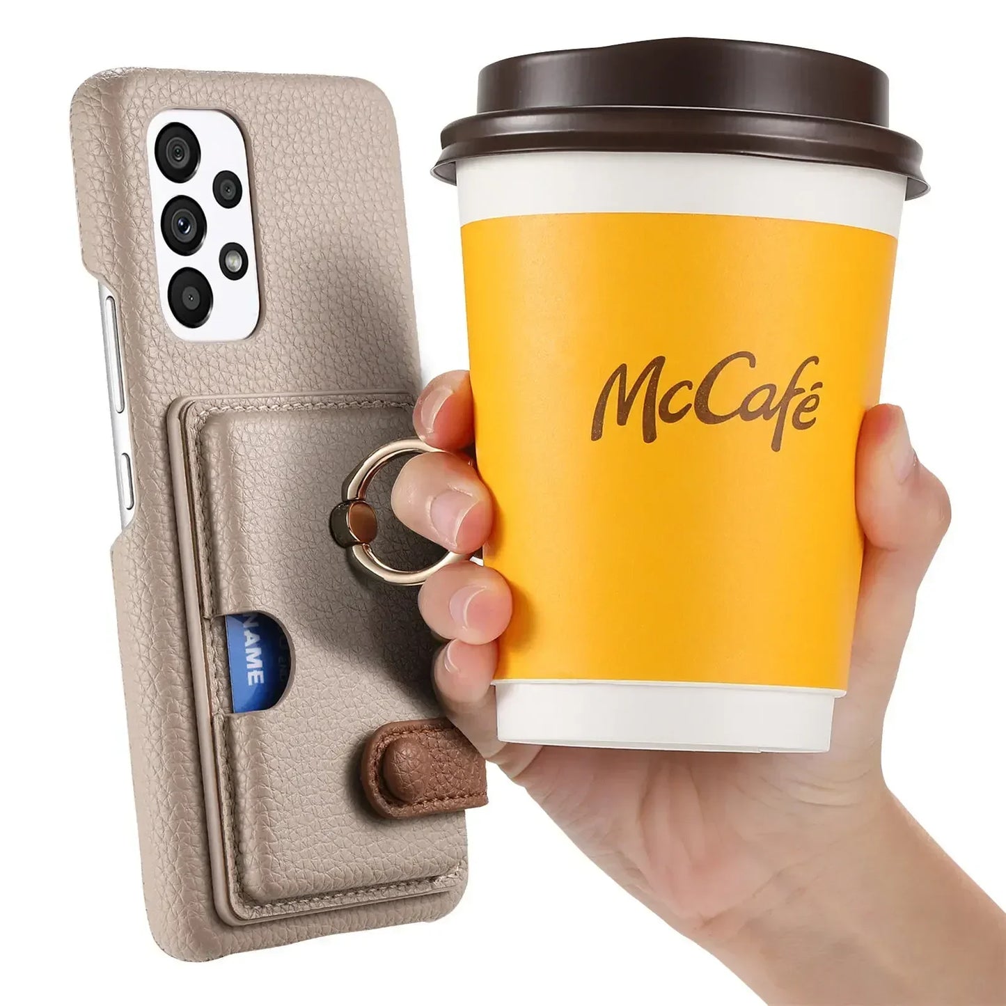 Leather Wallet Phone Case with Ring for Samsung Galaxy Series