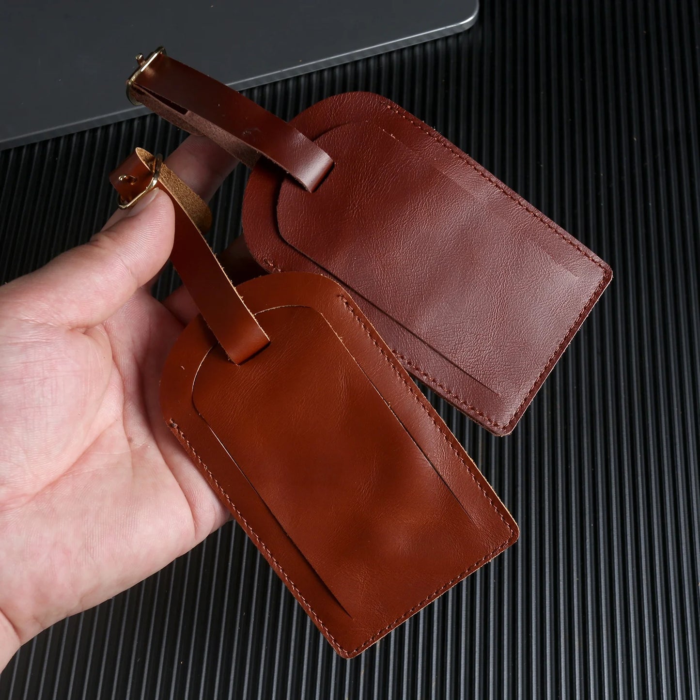 Luxury Leather iPhone Case with Luggage Tag Vintage Style