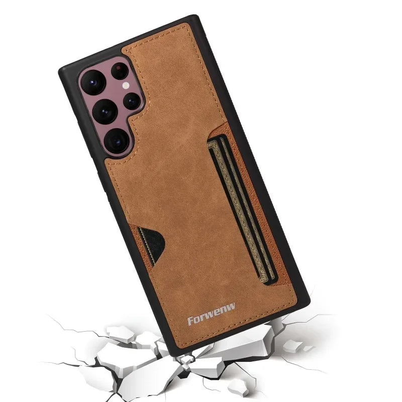 Retro Leather Card Slot Case for Samsung Galaxy Phones