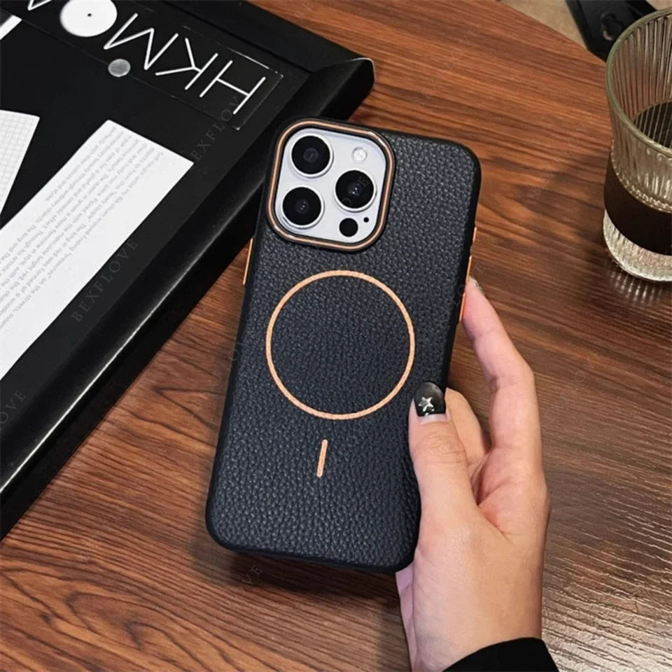 Official MagSafe Leather Texture iPhone Case Cover