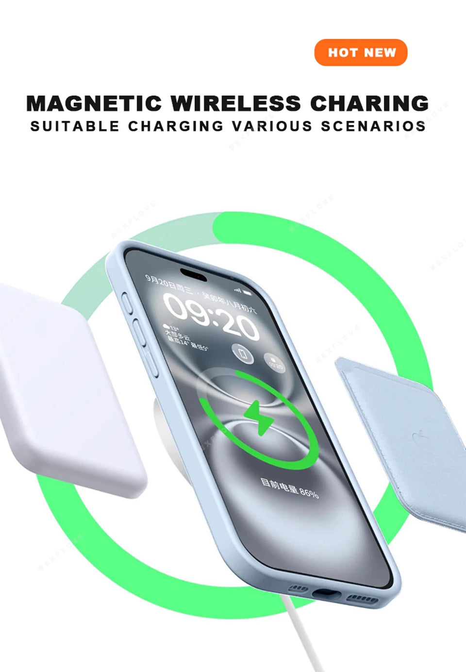 MagSafe Silicone iPhone Case with Adjustable Lanyard Strap