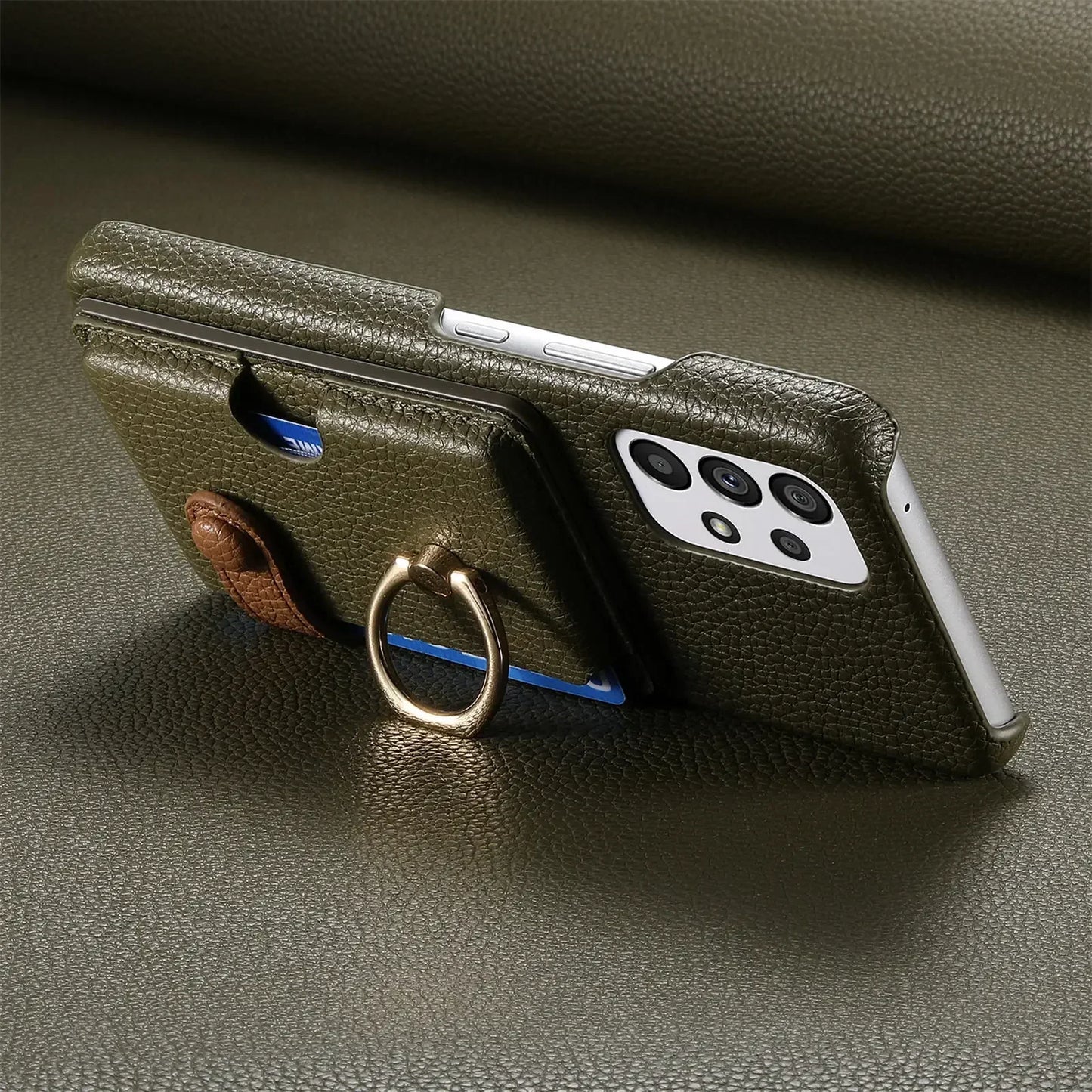 Leather Wallet Phone Case with Ring for Samsung Galaxy Series