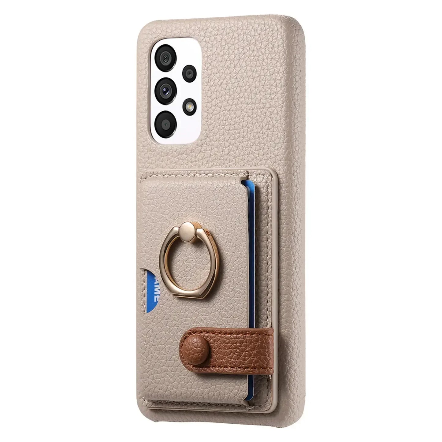 Leather Wallet Phone Case with Ring for Samsung Galaxy Series