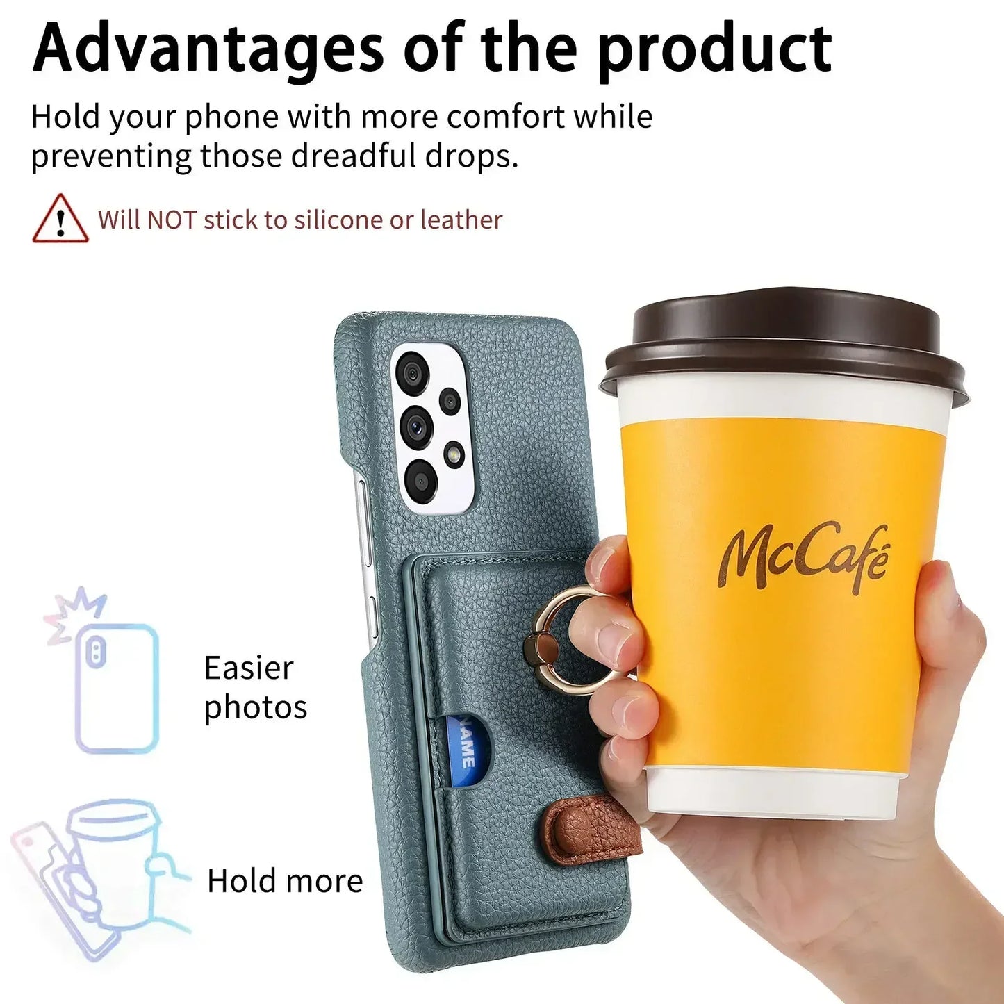 Leather Wallet Phone Case with Ring for Samsung Galaxy Series