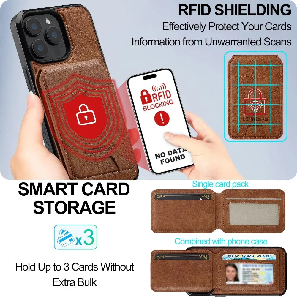 MagSafe Wallet Case with Detachable Card Holder for iPhone
