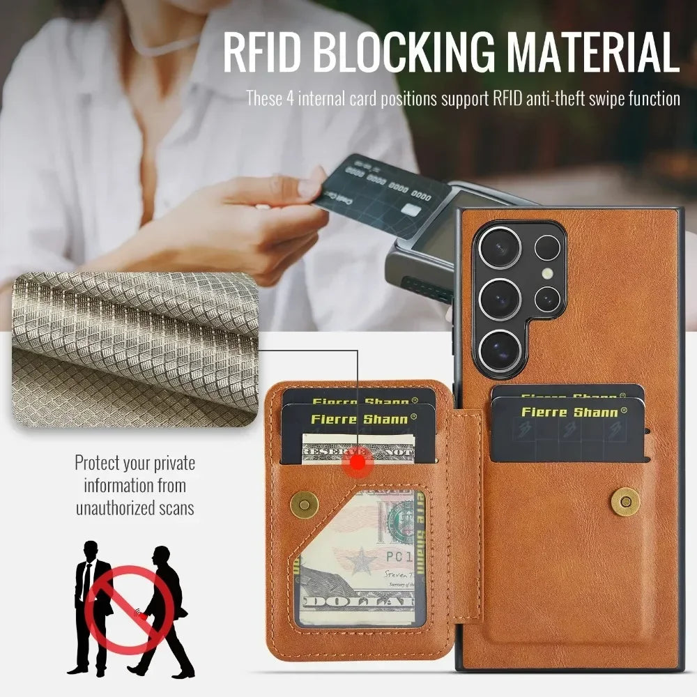 RFID Blocking Wallet Case with Card Holder for Galaxy