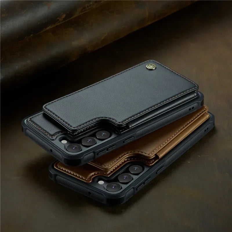 Leather Magnetic Wallet Phone Case with Pocket for Samsung