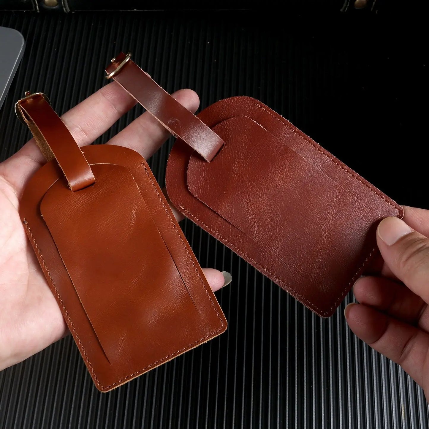 Luxury Leather iPhone Case with Luggage Tag Vintage Style