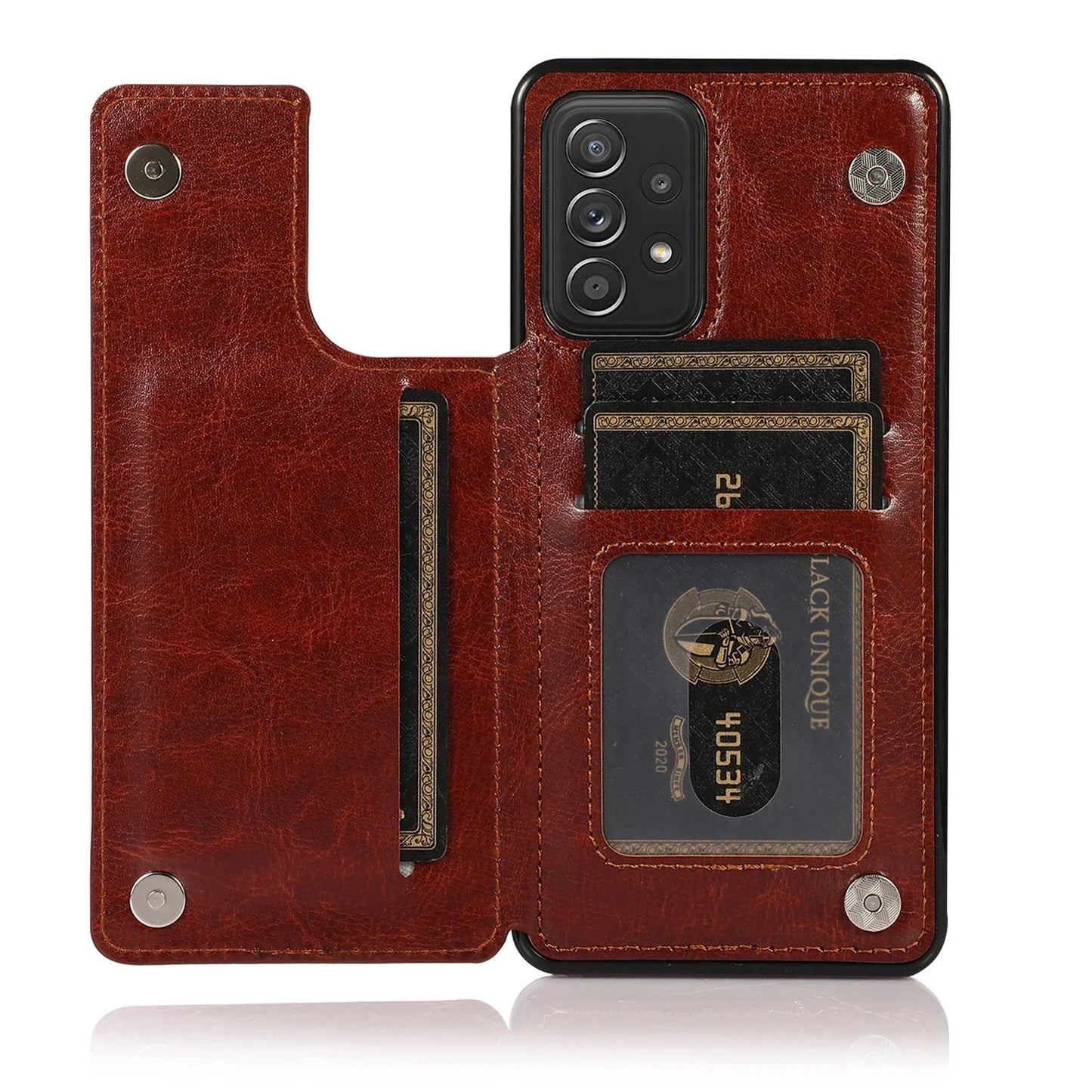 Flip Leather Wallet Case with Card Holder for Samsung