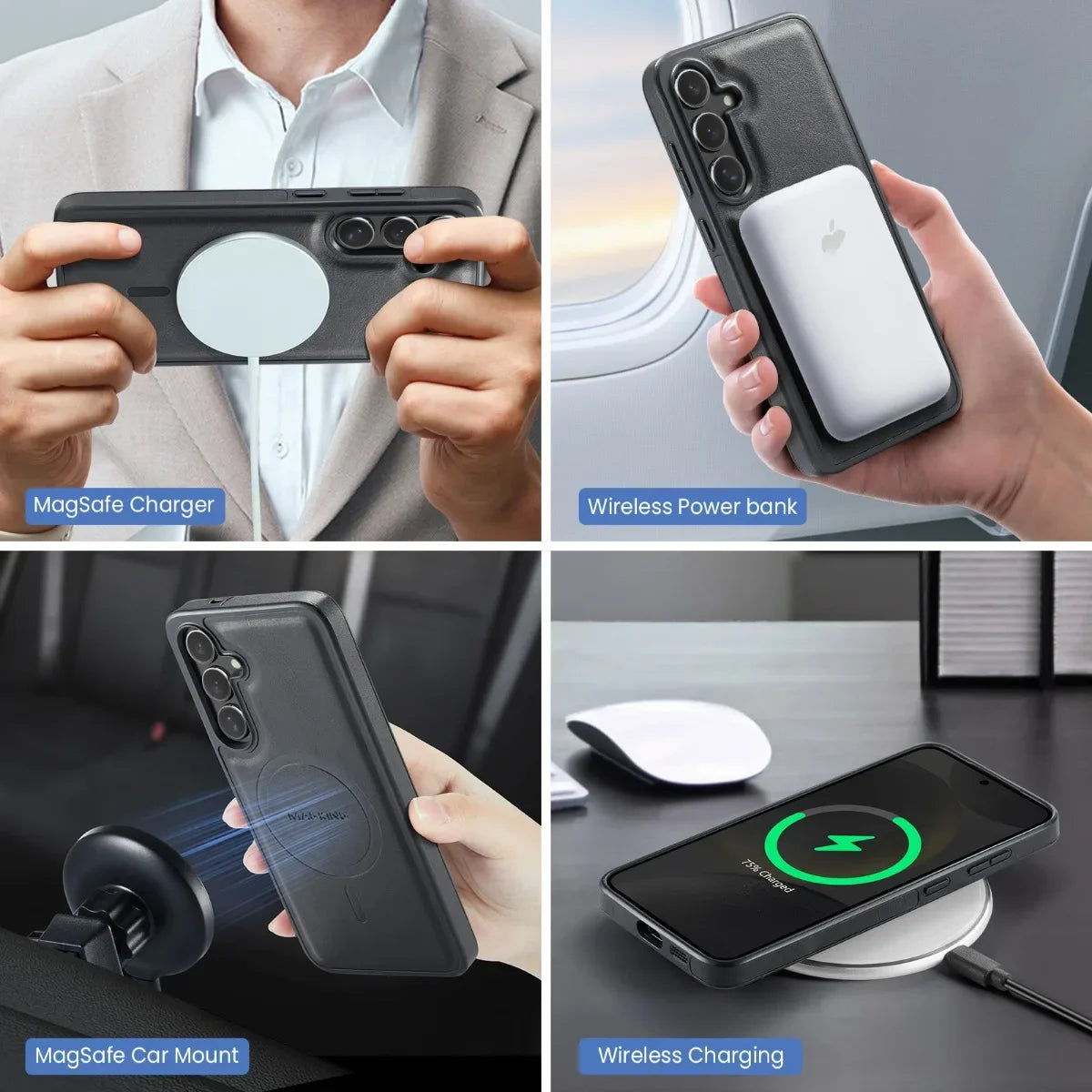 Magnetic Leather Phone Case with Card Holder for Samsung