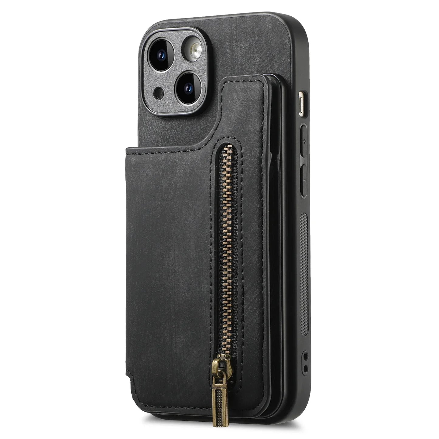 Zipper Wallet Leather Case with Card Slots for iPhone