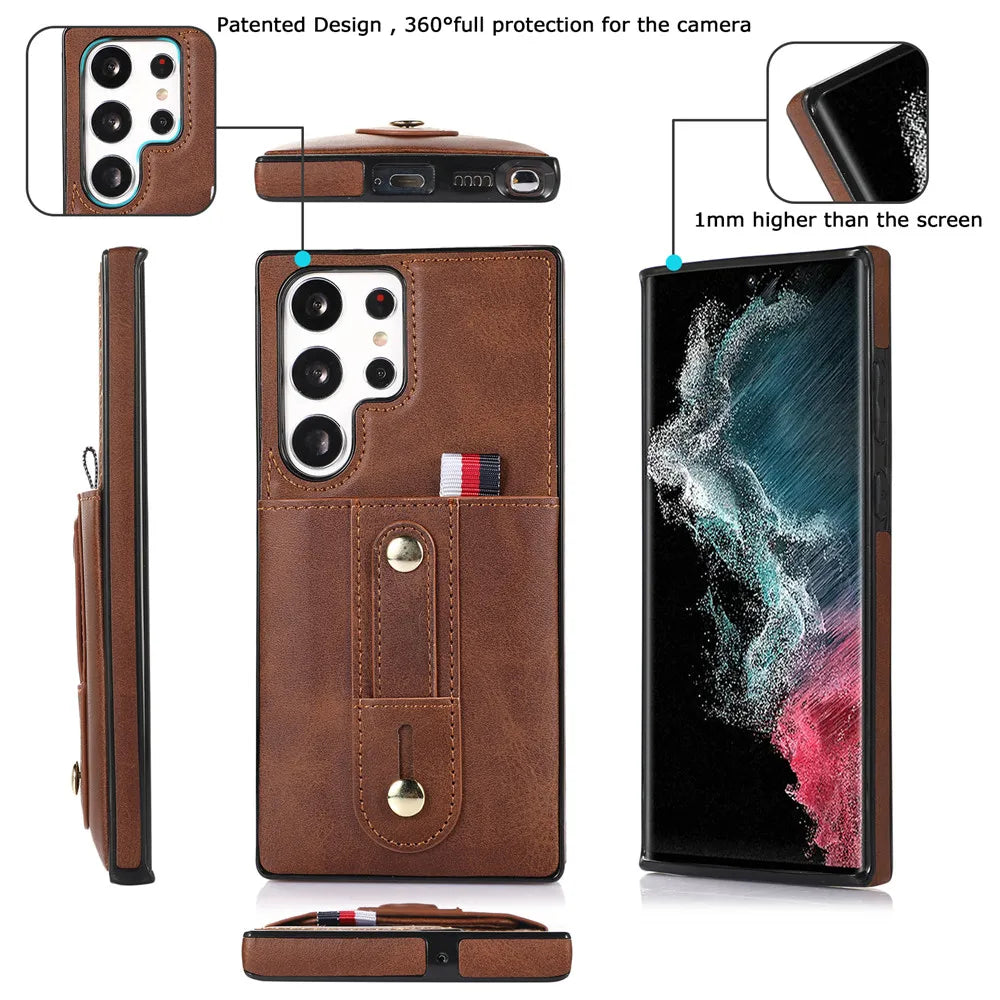 Luxury Leather Wallet Phone Case for Samsung Galaxy