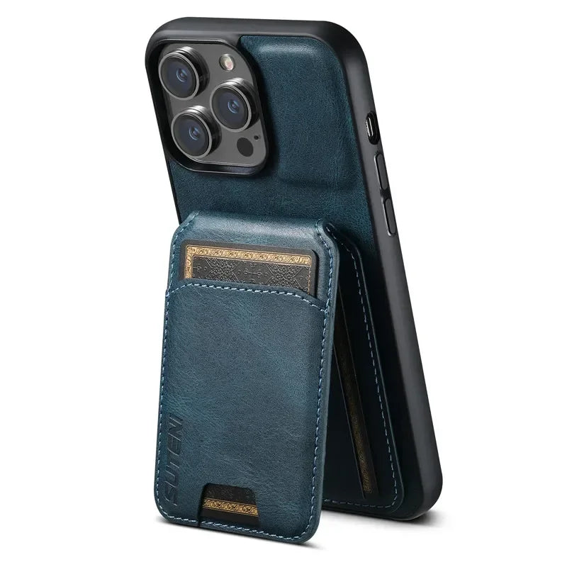 Luxury Magnetic Leather Wallet Case with Card Holder for iPhone