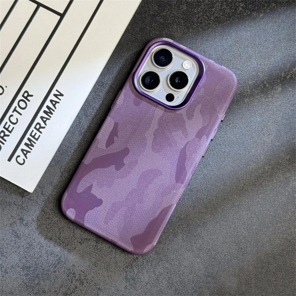 Luxury Camouflage Leather Shockproof Case for iPhone