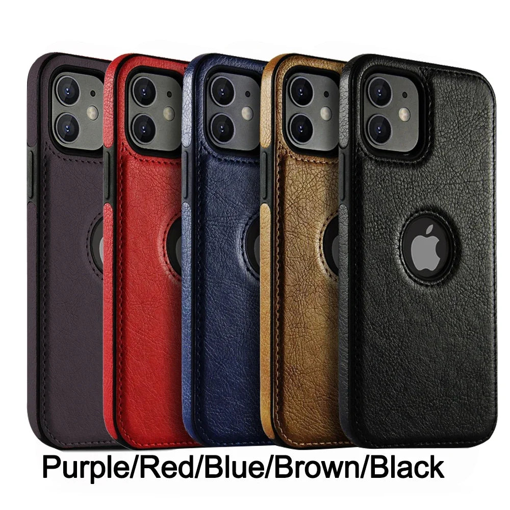 Slim Leather Shockproof Phone Case for iPhone