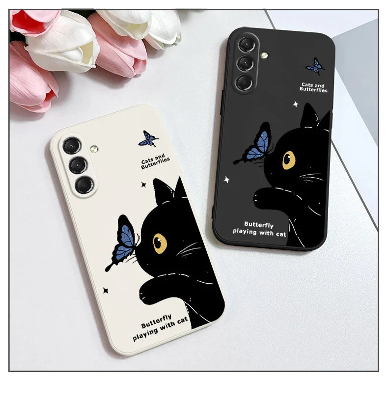 Cute Cat Butterfly Phone Case for Samsung Galaxy