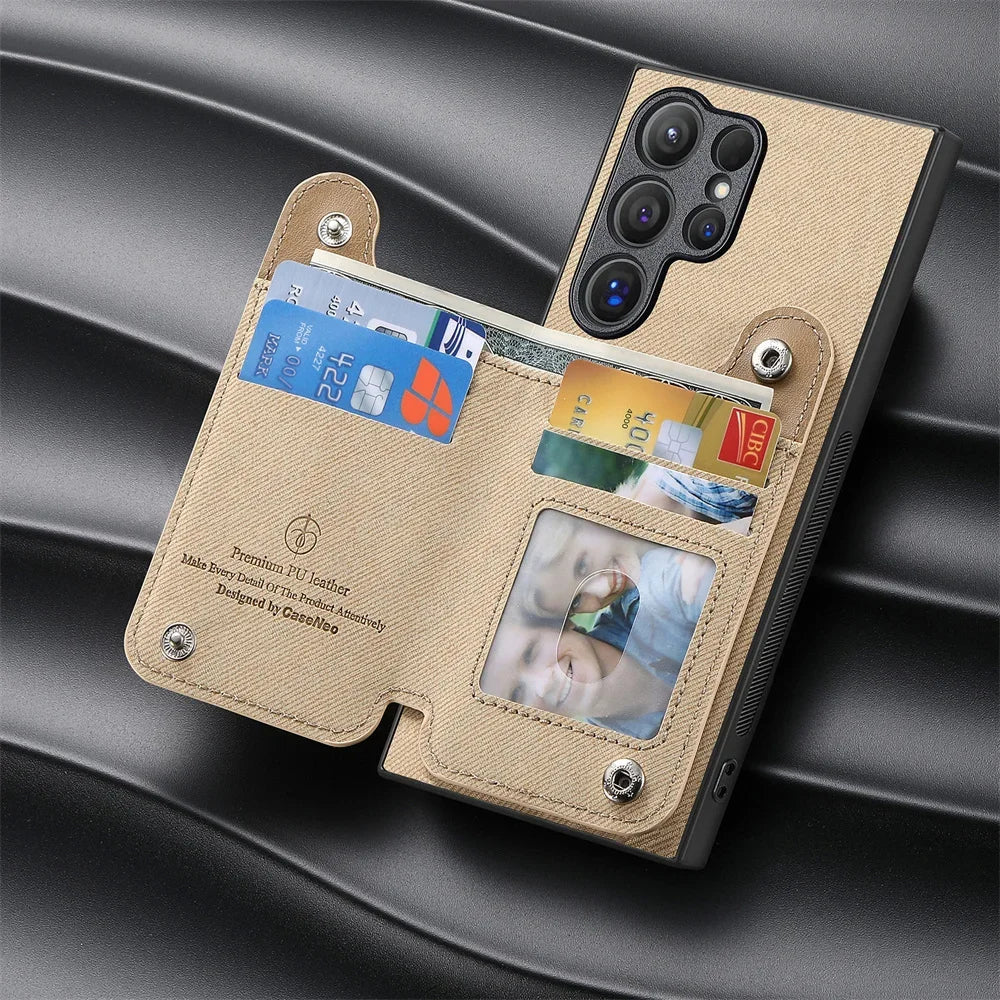RFID-Blocking Magnetic Wallet Phone Case for Samsung