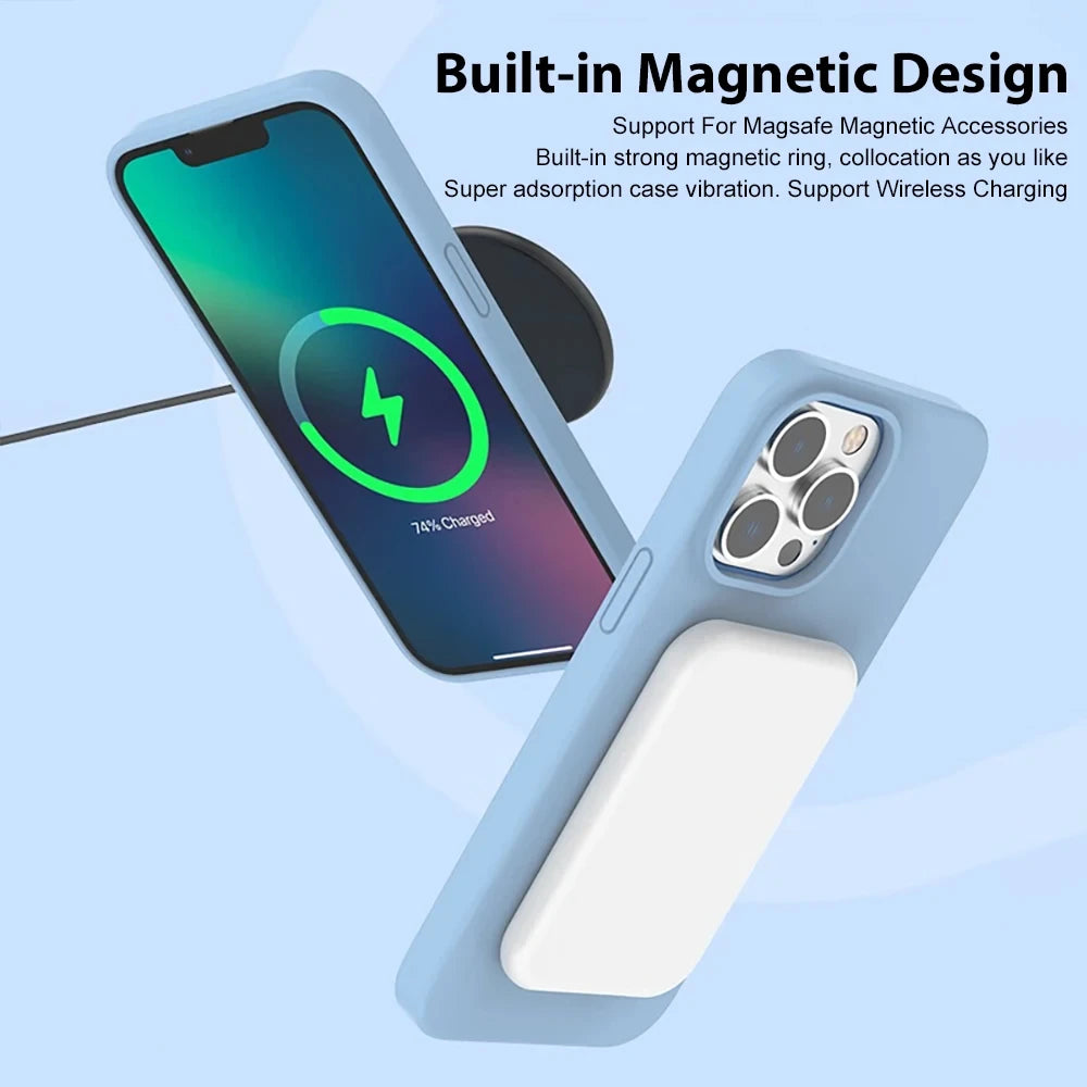 MagSafe Silicone Shockproof Case for iPhone with Wireless Charging
