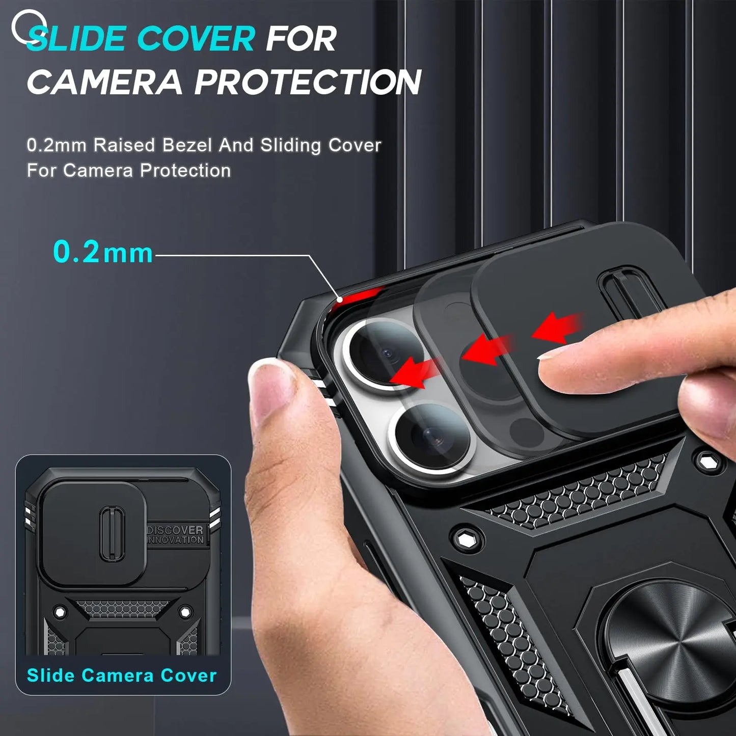 Military Armor iPhone Case with Camera Slide & 360° Stand