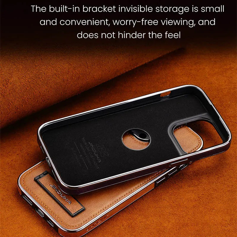 Luxury Leather Kickstand Case for iPhone