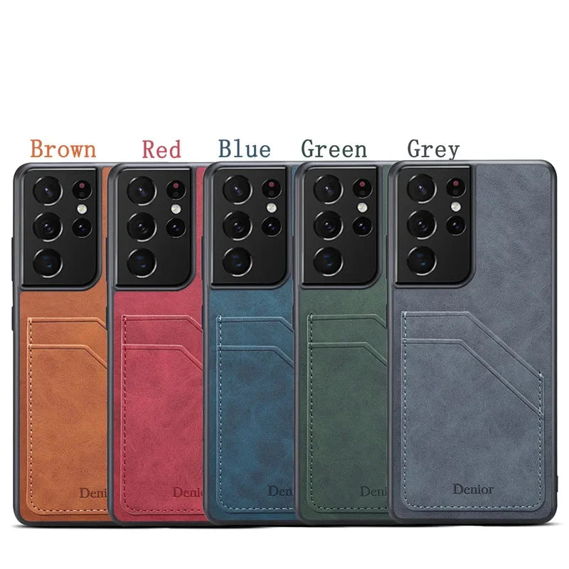 Luxury Leather Samsung Case with Card Holder & Stand