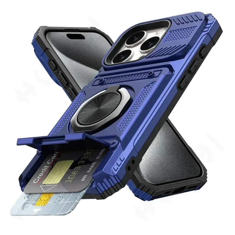 Magnetic iPhone Wallet Case with Ring Kickstand