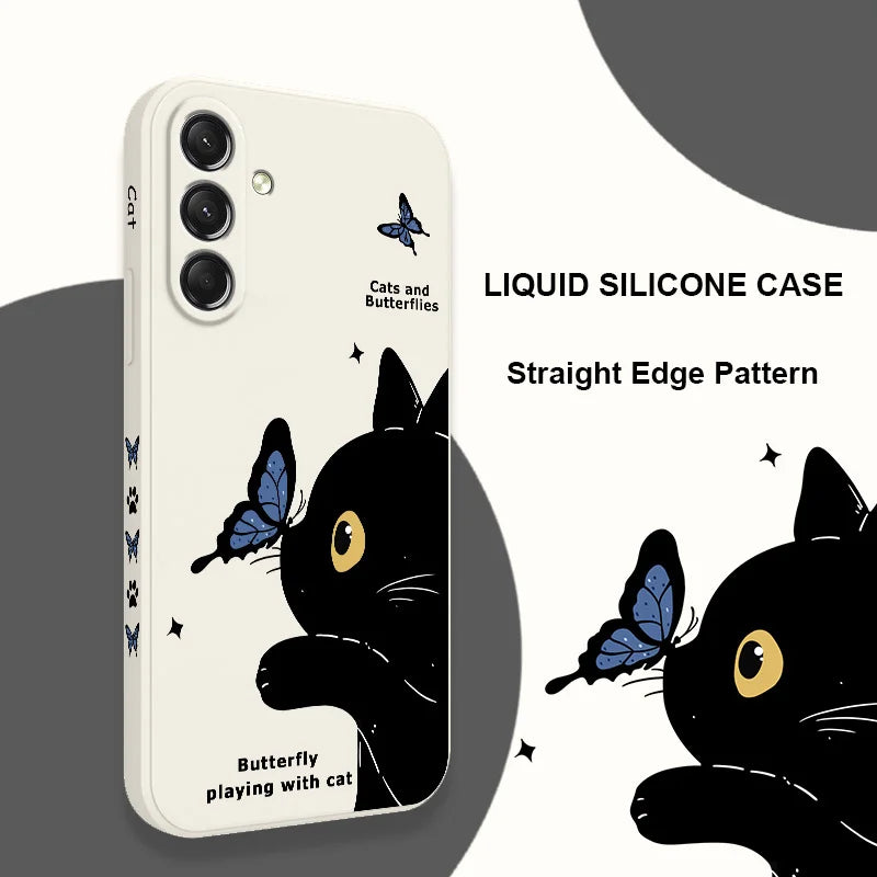 Cute Cat Butterfly Phone Case for Samsung Galaxy