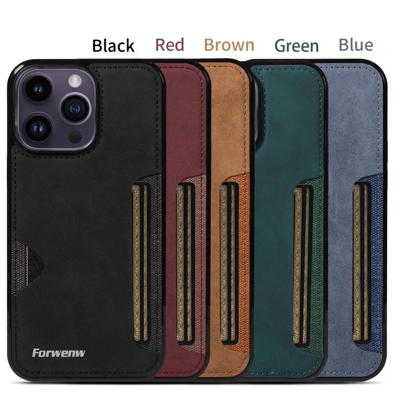 Retro Card Holder Leather Case for iPhone - CaseifyTrend